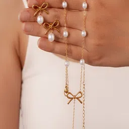 DressBerry Beads Studed Bow Shaped Jewellery Set image 1