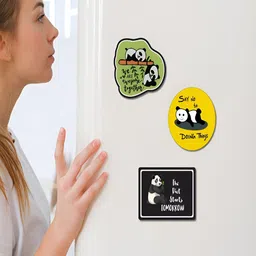 Phirki Studio 3Pc Green Yellow Wooden Decorative Magnets image 4