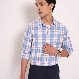 Peregrine by Pantaloons Men Slim Fit Tartan Checks Opaque Casual Shirt-image-74