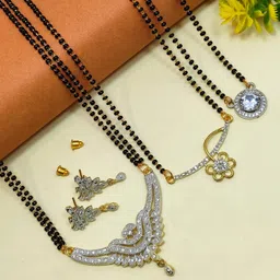 DIVYANSHI COLLECTION Pack Of 4 Silver-Plated Mangalsutra With Earrings-picture-41