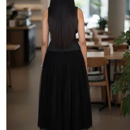 LUXERAA V Neck Sleeveless Cotton Waistcoat With Skirt image 2