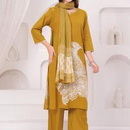 JC4U Women Ethnic Motifs Printed Regular Pure Cotton Kurta with Palazzos & Dupatta-image-28
