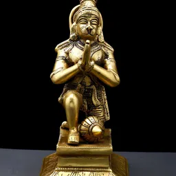 Exotic India Gold-Toned Lord Hanuman Brass Idol Showpiece-image-17