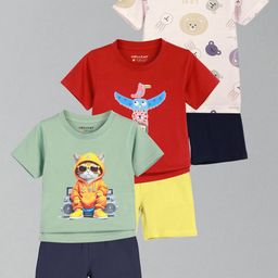 HELLCAT Boys Pack Of 3 Printed Short Sleeves T-shirt With Shorts-picture-34