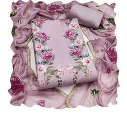 MANVAA Digital Floral Printed Sequinned Unstitched Dress Material image 3