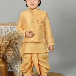 BT DEZINES Boys Floral Regular Thread Work Kurta with Dhoti Pants image 2
