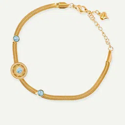 OUZEL Stainless Steel 18KT Gold-Plated Artificial Stones Studded Wraparound Bracelet-picture-37
