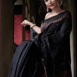 Demure Clothing Co Ethnic Motifs Zari Silk Blend Handloom Saree image 2