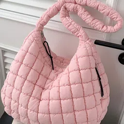 CORSICA Pink Checked Oversized Swagger Hobo Bag-picture-38
