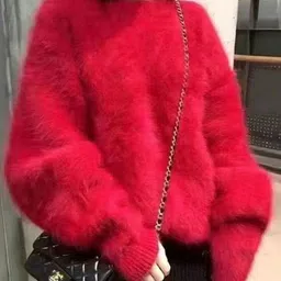 StyleCast Women Boucle Round Neck Long Sleeves Pullover with Fuzzy Detail-image-76