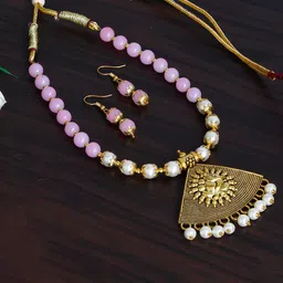 ahoora Gold-Plated Beaded Necklace and Earrings image 2