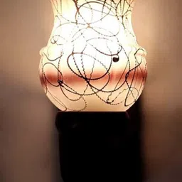 1ST TIME Brown & White Colourblocked Wood Contemporary Rectangle Shaped Wall Lamp-picture-23