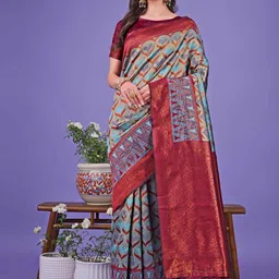 HERE&NOW Woven Design Zari Silk Blend Saree-picture-41
