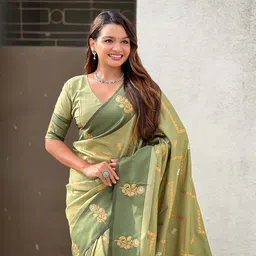 ELITE WEAVES Woven Design Zari Silk Blend Banarasi Saree image 5