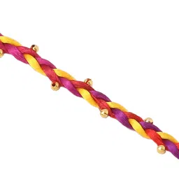 Sangria Set Of 3 Stones Studded & Beaded Thread Rakhis With Roli Chawal Chandan image 2