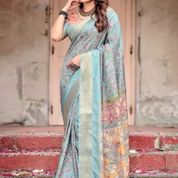 ALMAARI FASHION Floral Printed Jamdani Saree image 5