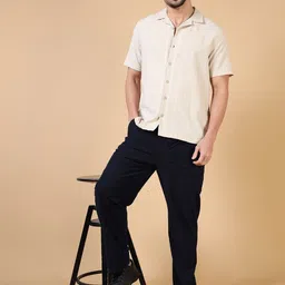 StitchX Men Standard Fit Solid Cuban Collar Cotton Casual Shirt image 5