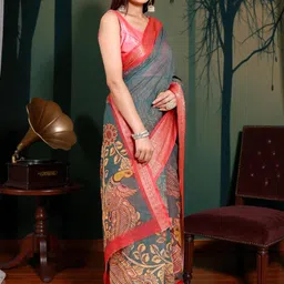PAMPER YOURSELF Ethnic Motifs Handloom Saree image 2