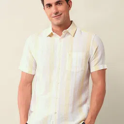 U.S. Polo Assn. Men Classic Fit Spread Collar Vertical Striped Linen Casual Shirt-picture-40