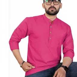 edin Vimal Star Men Solid Straight Long Sleeves Kurta image 2