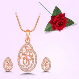 Peora Rose Gold-Plated Cubic Zirconia Studded Jewellery Set-picture-34