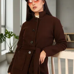 Rigo Plus Size Stand Collar Single-Breasted Knee-Length Overcoat image 3