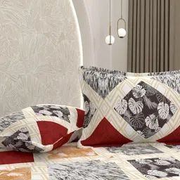 Pure Decor White & Brown Floral Printed 350 TC Microfiber Queen Bedsheet Set 2.28m X 2.54m-image-45