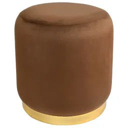 Shadowkart Brown And Gold Toned Wooden Cylindrical Pouffes Ottomans image 4