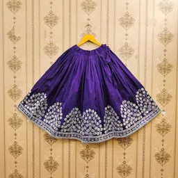 Helene Girls Embroidered Thread Work Semi-Stitched Lehenga & image 3