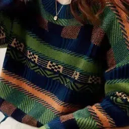 StyleCast x Revolte Women Geometric Printed Round Neck Pullover Sweater image 2