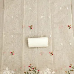 LeeliPeeri Designer Embroidered Thread Work Chanderi Cotton Unstitched Dress Material image 3