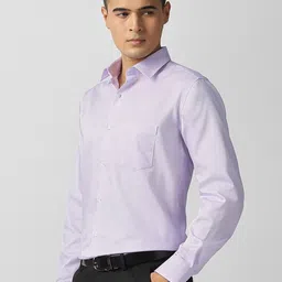 Van Heusen Men Solid Spread Collar Cotton Formal Shirt image 3
