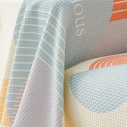 HOUSE OF QUIRK Blue & Orange Printed Single Seater Sofa Mat With Arms image 3