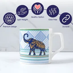 Femora Blue & White 6 Pieces Light Up Printed Ceramic Glossy Cups 180 ml image 3