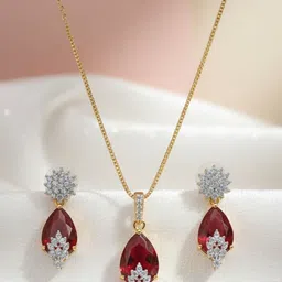 Navya Collection Artificial Stone-Studded Enamelled Pendant And Earring-picture-15