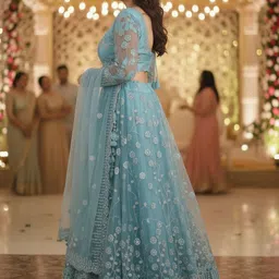 PU FASHION Women Embroidered Sequinned Semi-Stitched Lehenga & Blouse With Dupatta image 2