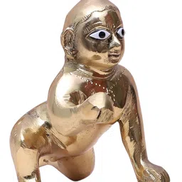 Two Moustaches Brown Laddu Gopal Krishna Idol Showpiece image 5