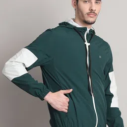 HOUSE OF VEDAS Men Hooded Colourblocked Windcheater Sporty Jacket image 5