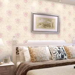 Asian royal Beige & Pink Floral Printed Waterproof Wallpaper-image-10