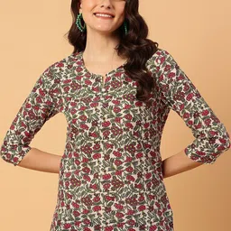 NEESH Women Floral Printed Pure Cotton Kurti-image-48
