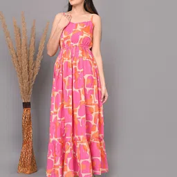 VYMO Print Fit & Flare Maxi Dress image 5