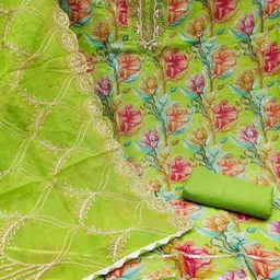 KALINI Printed Organza Unstitched Dress Material image 4