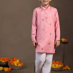 BAESD Boys Ethnic Motifs Embroidered Regular Kurta with Pyjamas-picture-36