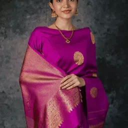 CANIZZARO Woven Design Ethnic Motifs Zari Banarasi Saree image 3