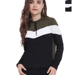 DEEPMAYRA COLLECTION Women 2 Colourblocked V-Neck Monochrome T-shirt-image-35