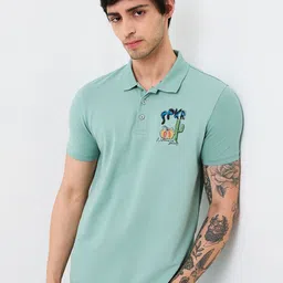SPYKAR Men Graphic Printed Polo Collar Cotton Slim Fit T-shirt-picture-14