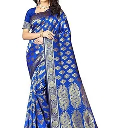 SAADHVI Ethnic MotifsWoven Design Zari Pure Silk Kanjeevaram Saree-picture-13
