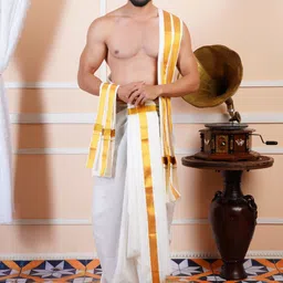 Ramraj Men Traditional Panchakacham with Angavastram image 5