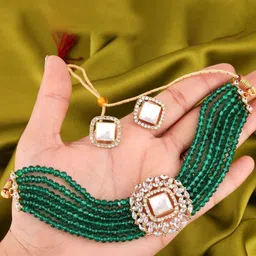 Anouk Gold-Plated American Diamond Studded Necklace & Earrings image 2