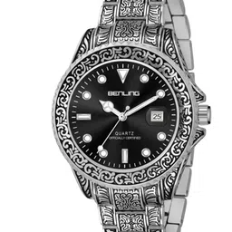 BENLING Men Stainless Steel Bracelet Style Straps Analogue Watch BL-1019-ANTQ-BLK-SLVR-picture-22